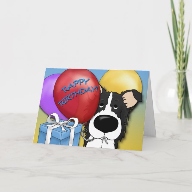 Border Collie Birthday Card Karte (Vorderseite)