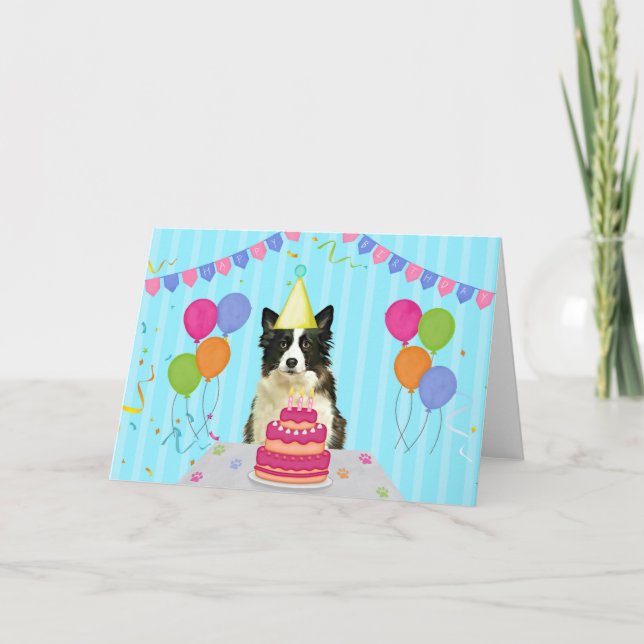 Border Collie Birthday Holiday Card Karte (Vorderseite)