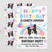 Border Collie Birthday Invitation