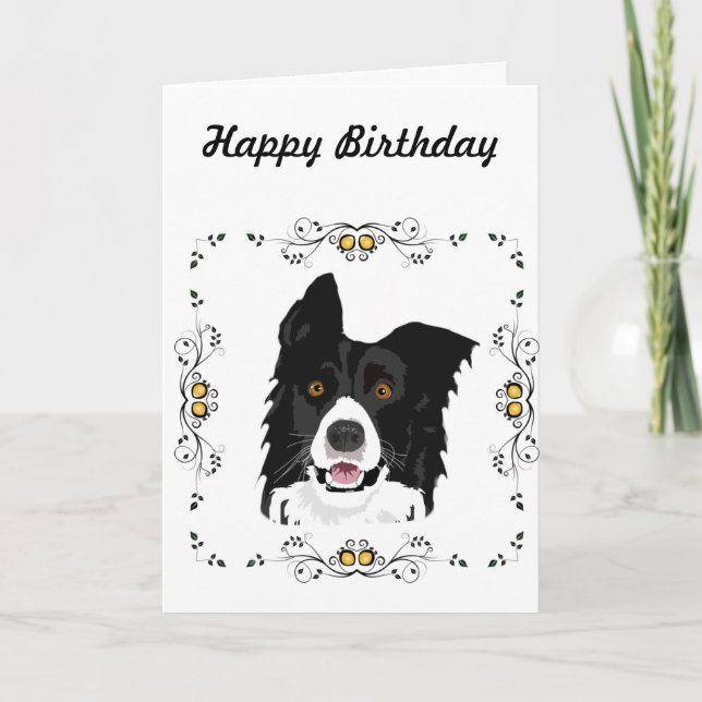 Border Collie Birthday Karte (Vorderseite)