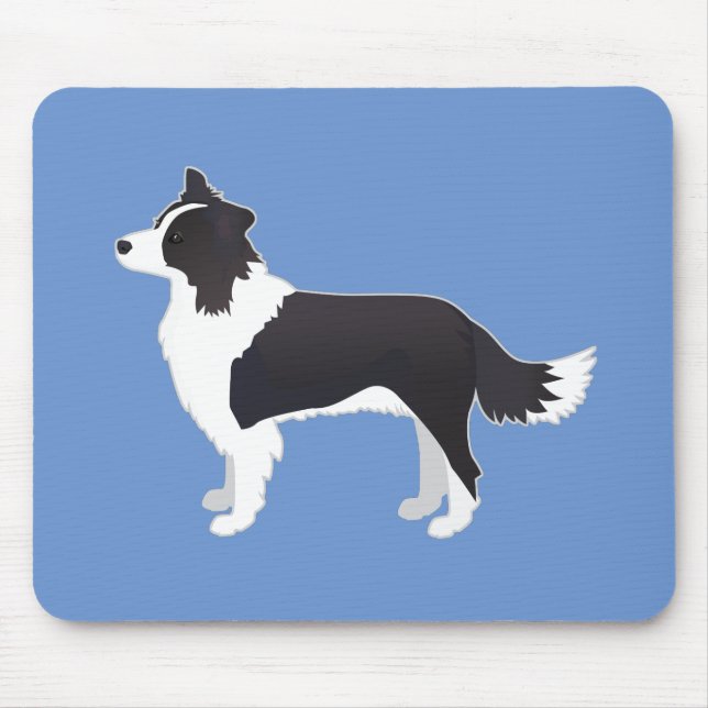 Border Collie Black Dog Breed Side View Silhouette Mousepad (Vorne)