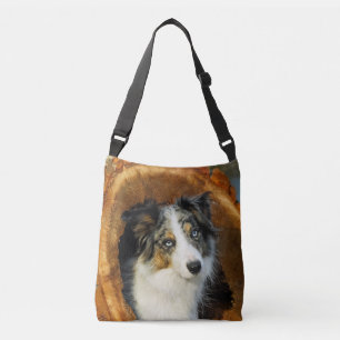 Border Collie Blue Merle Dog Niedliches Portrait F Tragetaschen Mit Langen Trägern
