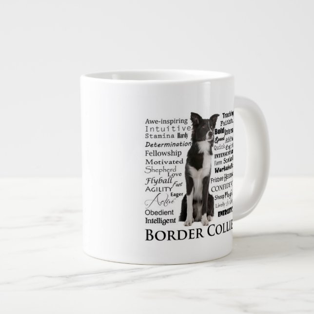 Border Collie Breed Traits Jumbo Tasse (Vorderseite Rechts)
