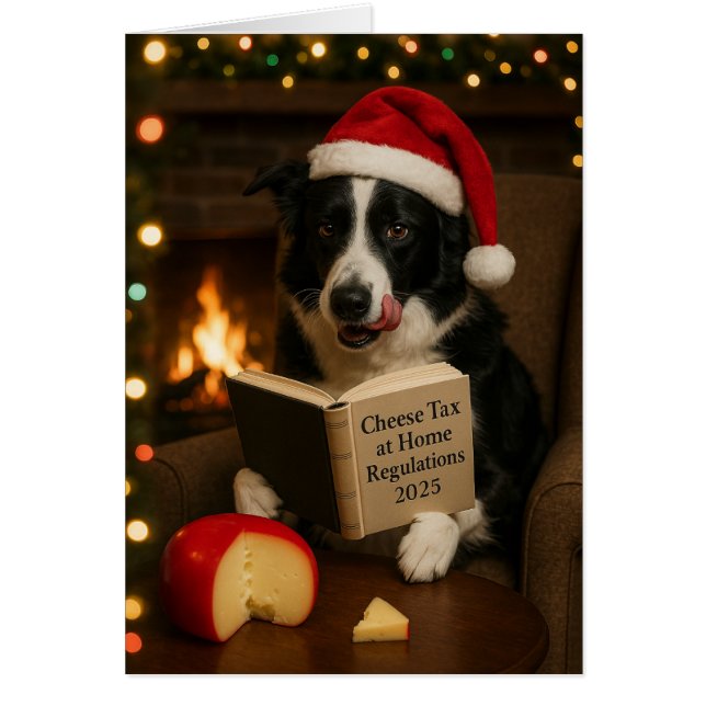 Border collie 'Cheese Tax' Christmas card (Vorne)
