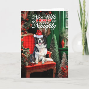 Border Collie Christmas Dog Naughty oder Nice Feiertagskarte