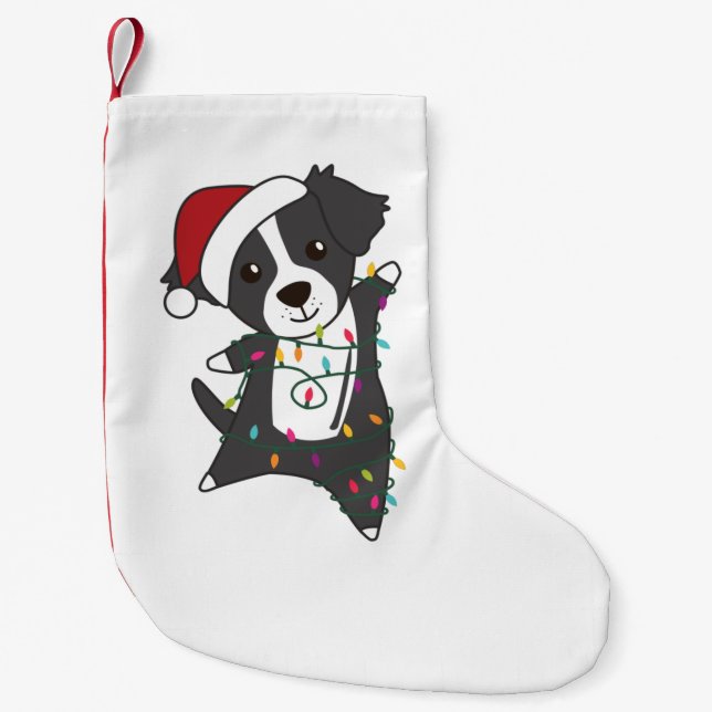 Border Collie Christmas Dog Winter Animals Dogs Kleiner Weihnachtsstrumpf (Vorderseite)