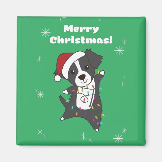 Border Collie Christmas Dog Winter Animals Hunde M Magnet (Vorne)