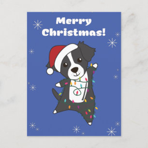 Border Collie Christmas Dog Wintertiere Hunde Feiertagspostkarte