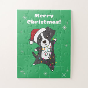 Border Collie Christmas Dog Wintertiere Hunde Ji Puzzle