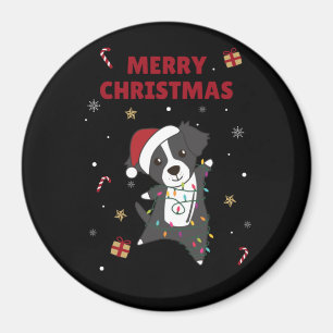 Border Collie Christmas Dog Wintertiere Hunde Magnet