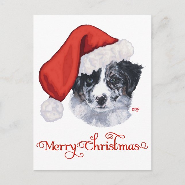 Border Collie Christmas Feiertagspostkarte (Vorderseite)