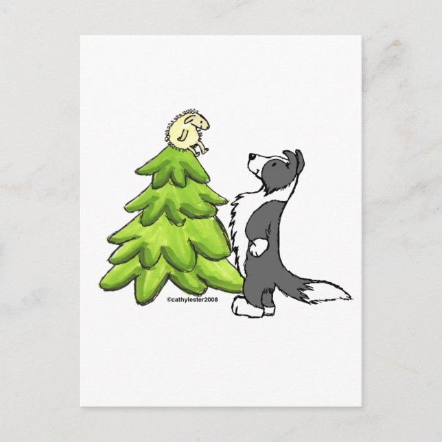 Border Collie Christmas Feiertagspostkarte (Vorderseite)