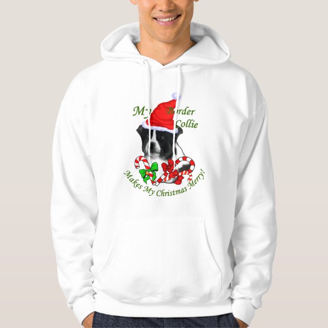 Border Collie Christmas Geschenke Hoodie (Vorderseite)