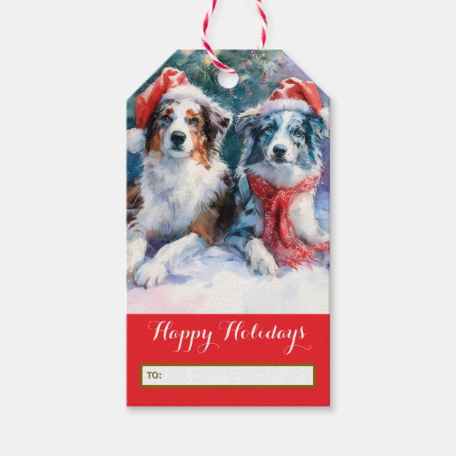 Border Collie Christmas Gift Tag Geschenkanhänger (Vorderseite)