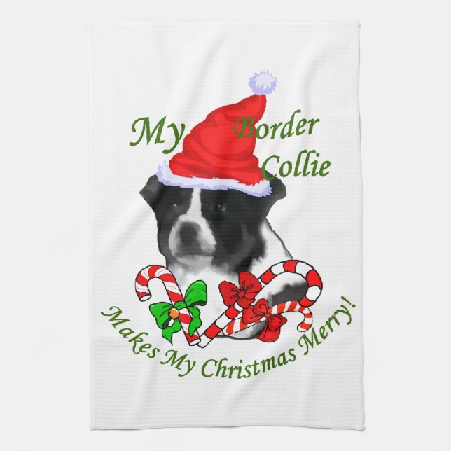 Border Collie Christmas Handtuch (Vertikal)
