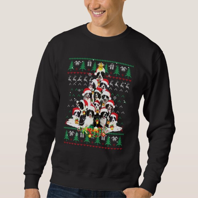 Border Collie Christmas Hund Lover Ugly Sweater Xm Sweatshirt (Vorderseite)