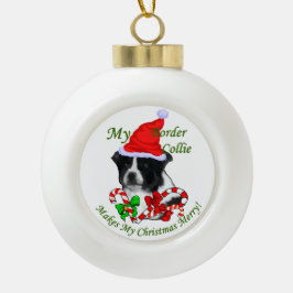 Border Collie Christmas Keramik Kugel-Ornament