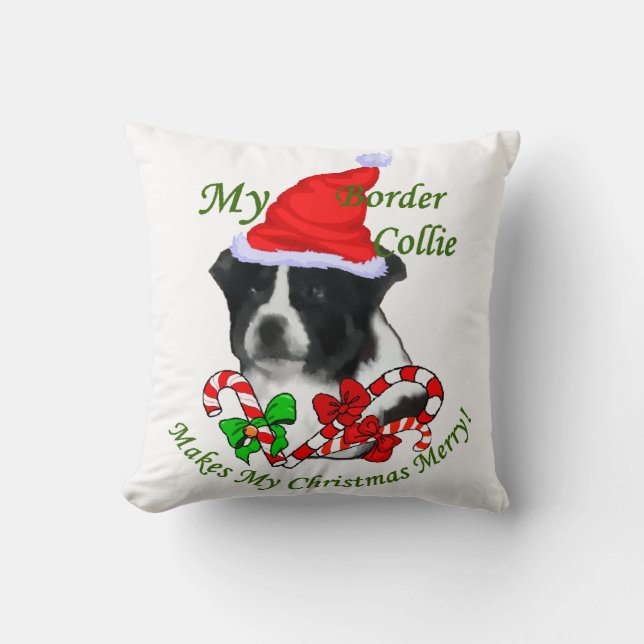 Border Collie Christmas Kissen (Vorderseite)