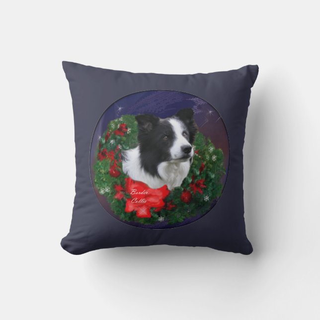 Border Collie Christmas Kissen (Vorderseite)