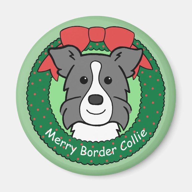 Border Collie Christmas Magnet (Vorne)