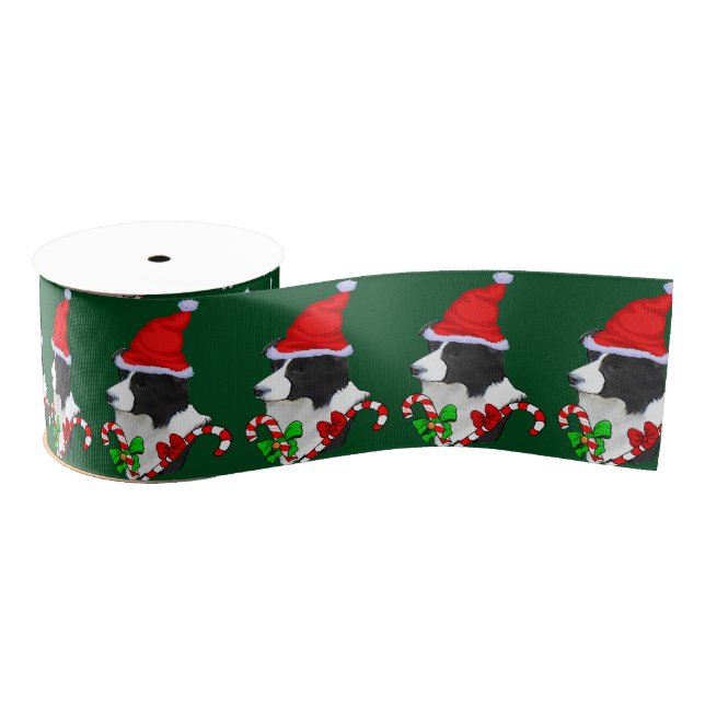 Border Collie Christmas Merry Ripsband (Spule)