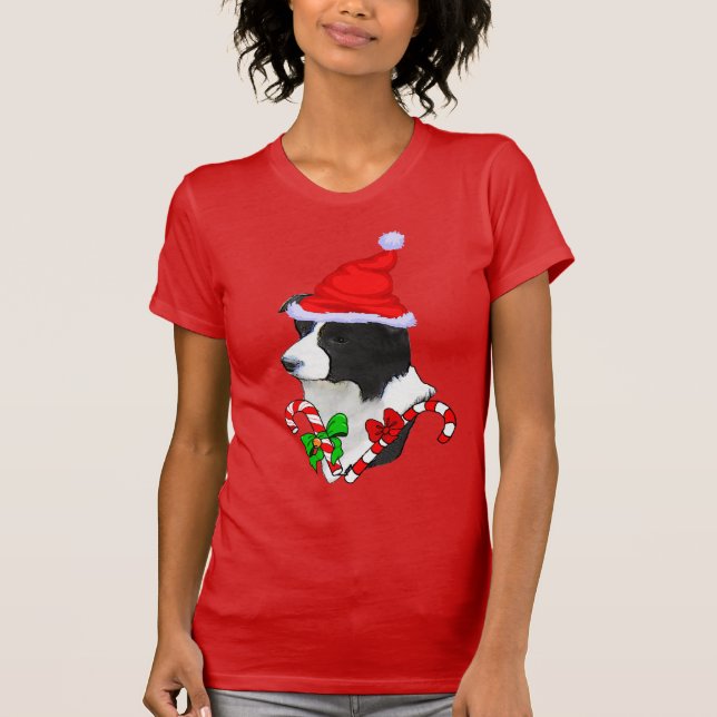Border Collie Christmas Merry T-Shirt (Vorderseite)
