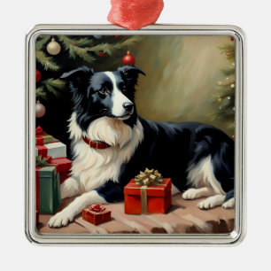 Border Collie Christmas Ornament Aus Metall
