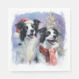 Border Collie Christmas Paper Napkin Serviette