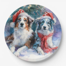 Border Collie Christmas Paper Plate Pappteller