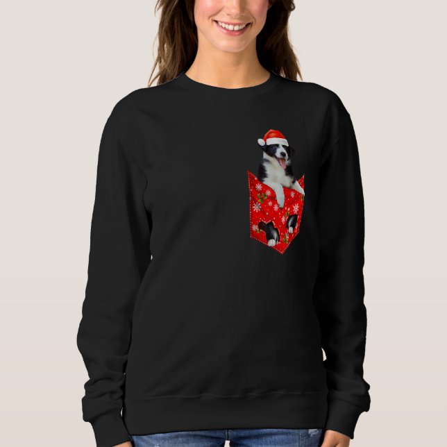 Border Collie Christmas Pocket for Border Collie Sweatshirt (Vorderseite)