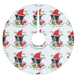 Border Collie Christmas Polyester Weihnachtsbaumdecke