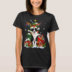 Border Collie Christmas Rentier Santa Light Hund P T-Shirt