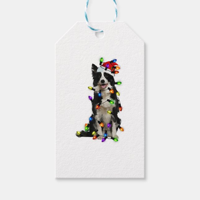Border Collie Christmas Santa Funny Dog Lover Geschenkanhänger (Vorderseite)