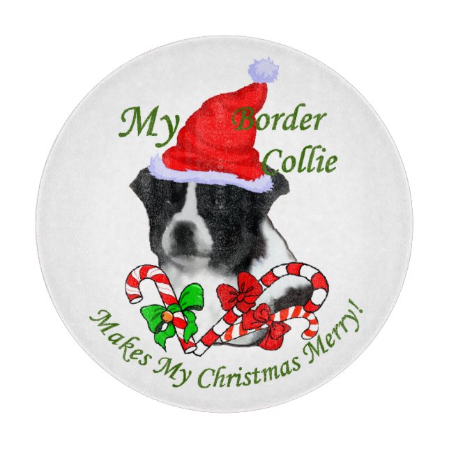 Border Collie Christmas Schneidebrett (Vorderseite)