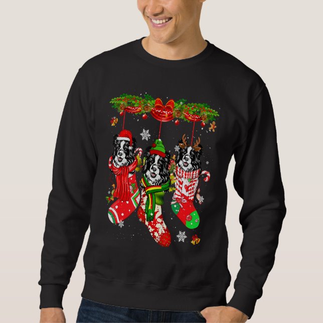 Border Collie Christmas Socks Costume Merry Xmas Sweatshirt (Vorderseite)