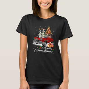 Border Collie Christmas Tree Lights Vintag Red Tr T-Shirt
