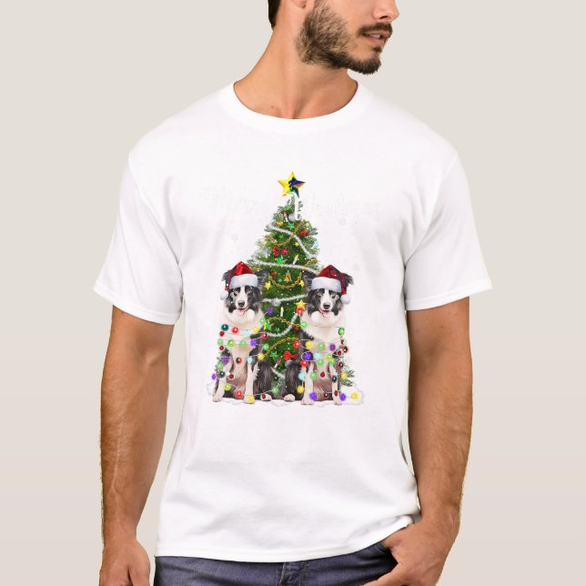 Border Collie Christmas Tree T-Shirt (Vorderseite)