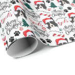 Border Collie Christmas Wrapping Paper Geschenkpapier<br><div class="desc">Border Collie Weihnachtswrapping Papier. Die Farbe des Papiers ist weiß. Erhältlich in mehreren Farben,  Größen und zwei Oberflächen. www.hotpocketgraphics.com</div>