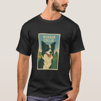 Border Collie Cool Art Minimalistisch Printing Pop T-Shirt