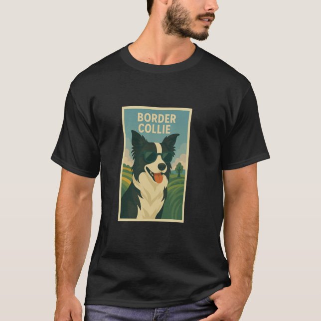 Border Collie Cool Art Minimalistisch Printing Pop T-Shirt (Vorderseite)
