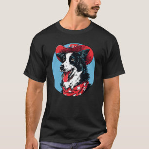 Border Collie Cowboy Lustiger Hund Wilder Westen T-Shirt