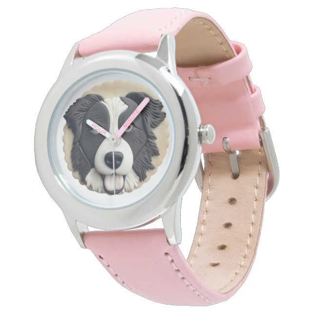 Border Collie Dog 3D Inspiriert Armbanduhr (Schrägansicht)