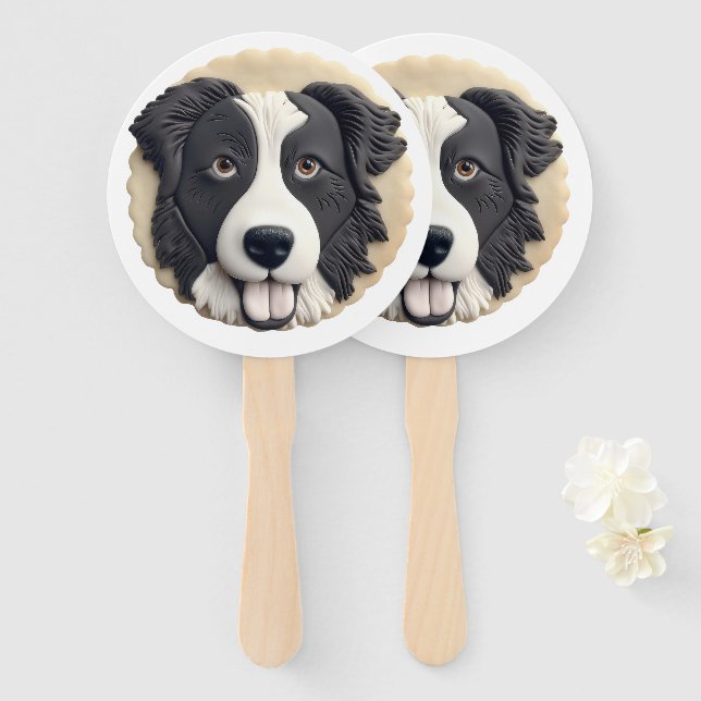 Border Collie Dog 3D Inspiriert Fächer (Vorne und Hinten)