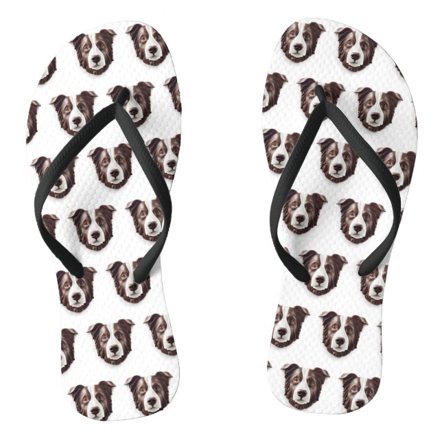 Border Collie Dog 3D Inspiriert Flip Flops (Fußbett)
