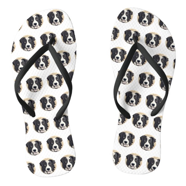 Border Collie Dog 3D Inspiriert Flip Flops (Fußbett)