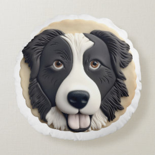 Border Collie Dog 3D Inspiriert Rundes Kissen