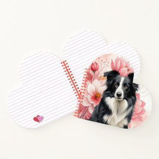 Border Collie Dog and Bold Pink Lilies Notizbuch