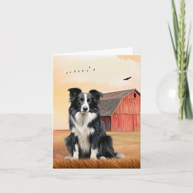 Border Collie Dog and Red Barn Ranch (Vorderseite)