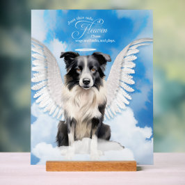 Border Collie Dog Angel mit Name Pet Memorial Acrylschild