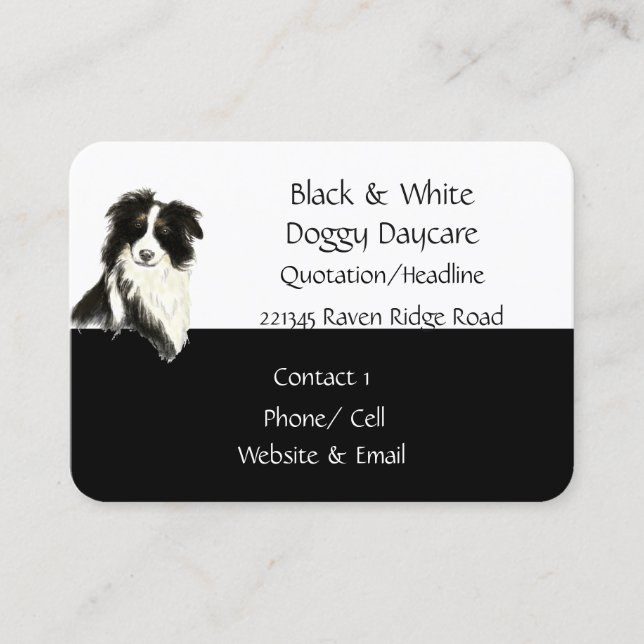 Border Collie Dog Animal Watercolor Business Card Visitenkarte (Vorderseite)